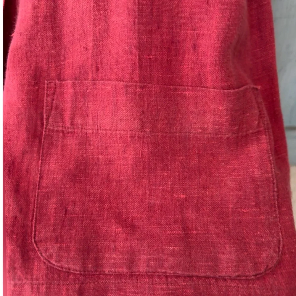 Dark Cherry Red 100% Linen Jacket with 2 patch pockets on front - Picture 11 of 13